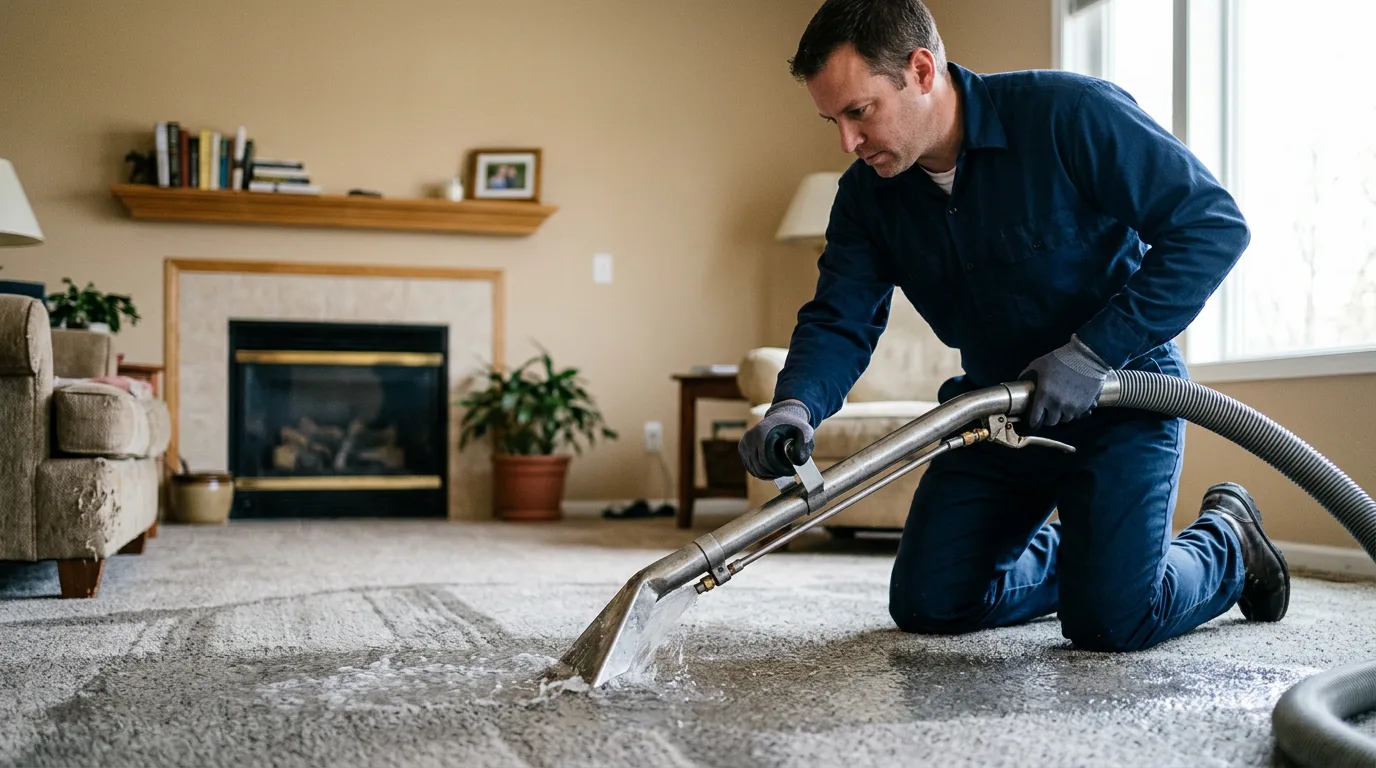 Water damage restoration technician working near Farragut, IA